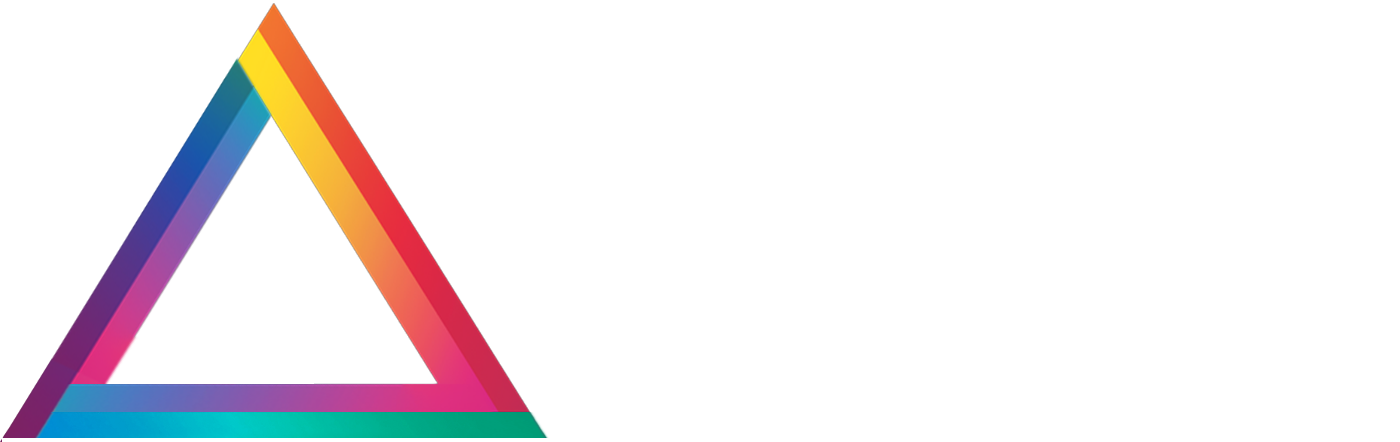 Alternate logo for Virtual Audio Workstation: A rainbow triangle on the left, and black text on the right.
