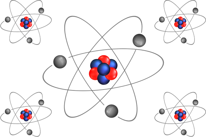 Computer graphics representation of atoms.