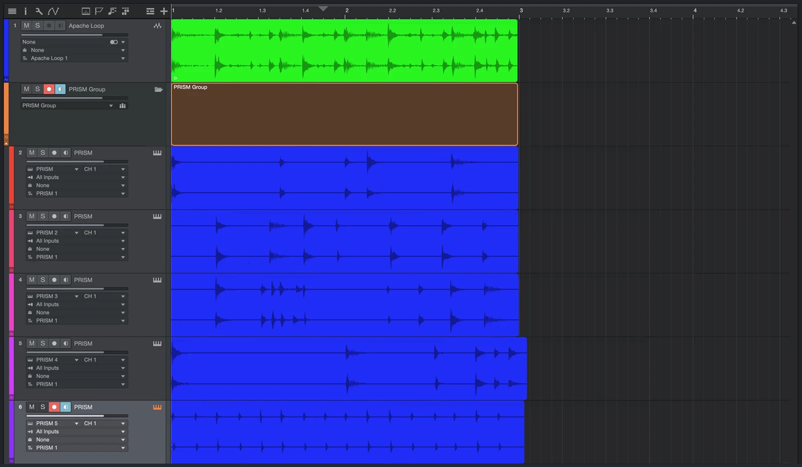 The fifth step of the PRISM encoding process, illustrated with a screen capture showing Archetype Audio regions that were produced.