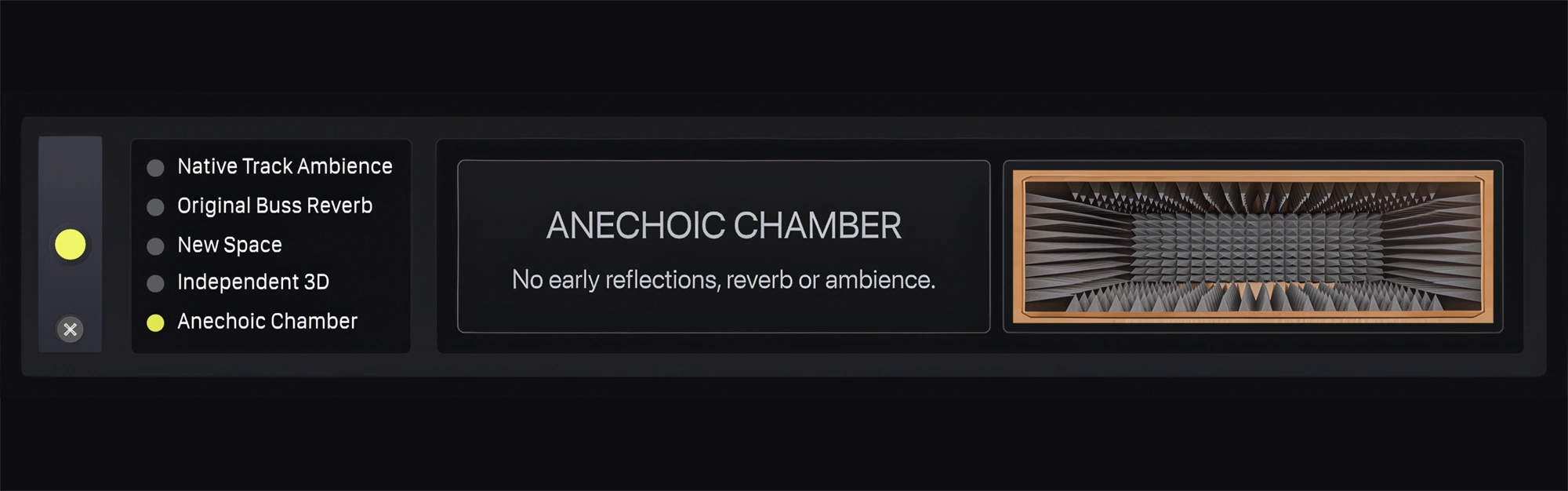 The open interface of PRISM's Anechoic Chamber Option in the Spatialiser Module of the Transformer system.