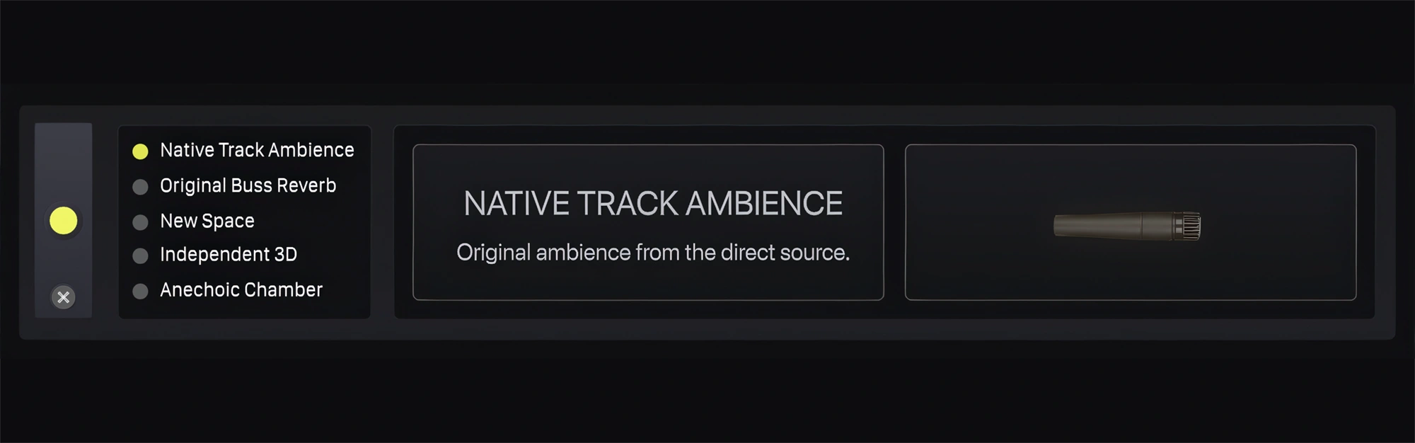 The open interface of PRISM's Native Track Ambience Option in the Spatialiser Module of the Transformer system.