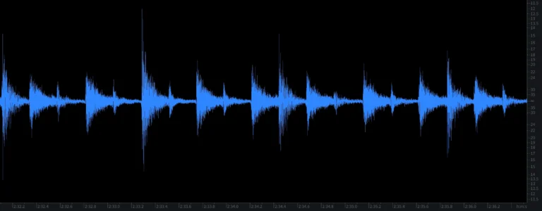 The waveform of a section from a hi-hat track that will be converted to Archetype Audio.